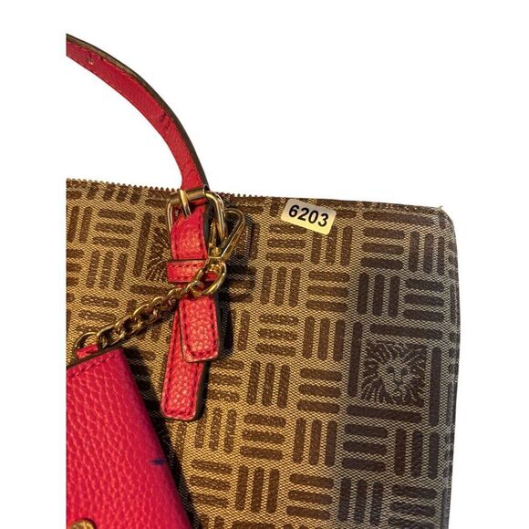 Anne Klein Logo Brown & Pink Tote Bag With Removable Wristlet - Picture 11 of 12